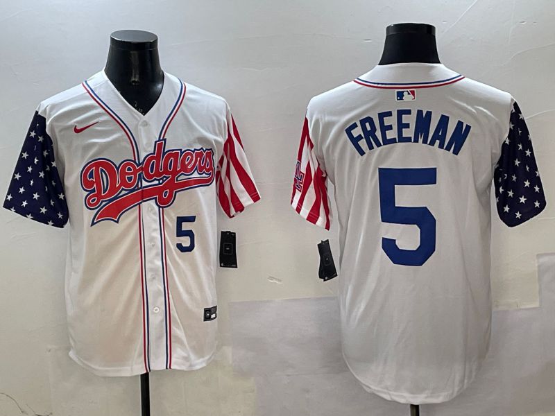 Men Los Angeles Dodgers 5 Freeman White a generation of national flags Joint name 2025 Nike MLB Jersey style 8